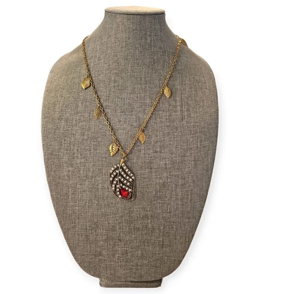 Amrita Singh Antique 18k Gold-Plated Brass Peacock Feather Pendant Necklace - Picture 4 of 11